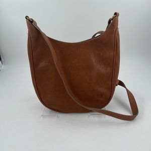 Original Frye Brown Leather Crossbody Hobo Design Bag with Adjustable Strap
